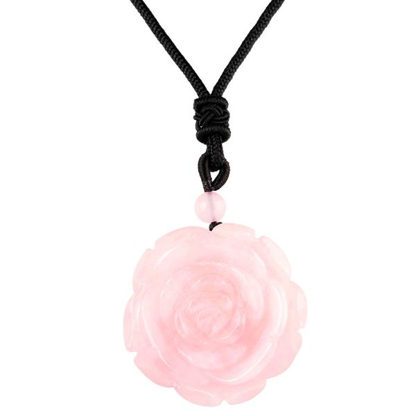 pendant necklaces hand carved flower natural crystal stone necklace for women amvih, Silver
pendant necklaces hand carved flower natural crystal stone necklace for women amvih, Silver