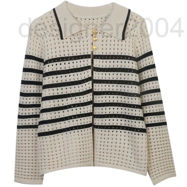 women's sweaters designer autumn 2022 new versatile striped metal button splicing hollow loose lapel women's knitted cardigan ihx3, White;black
women's sweaters designer autumn 2022 new versatile striped metal button splicing hollow loose lapel women's knitted cardigan ihx3, White;black