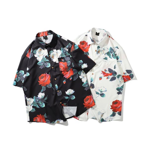men's harajuku style hawaiian shirt for men fashion floral print loose short sleeve shirts male tees clothing, White;black
men's harajuku style hawaiian shirt for men fashion floral print loose short sleeve shirts male tees clothing, White;black