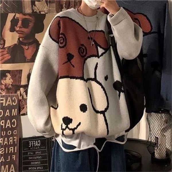 men's sweaters ylshioo harajuku cartoon bear vintage winter warm thick knitted pullovers couples hip hop clothing 220830, White;black
men's sweaters ylshioo harajuku cartoon bear vintage winter warm thick knitted pullovers couples hip hop clothing 220830, White;black