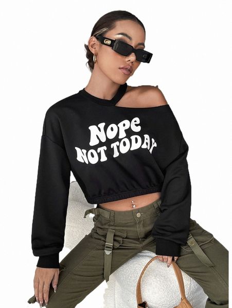 women's hoodies & sweatshirts slogan graphic asymmetrical neck drop shoulder crop pullover 25zp#, Black
women's hoodies & sweatshirts slogan graphic asymmetrical neck drop shoulder crop pullover 25zp#, Black
