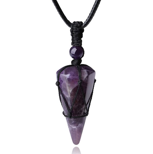 pendant necklaces healing crystal stone pointed necklace adjustable black rope natural gemstone jewelry for men women amrlq, Silver
pendant necklaces healing crystal stone pointed necklace adjustable black rope natural gemstone jewelry for men women amrlq, Silver