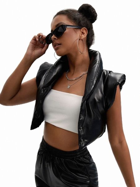 women's down & parkas x designed by tony shoulder pad pu leather crop puffer coat p02l#, Black
women's down & parkas x designed by tony shoulder pad pu leather crop puffer coat p02l#, Black