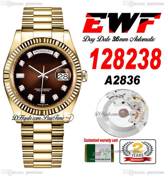ewf day date 118238 a2836 automatic watch mens ladies 36mm yellow gold brown diamonds dial presidential bracelet same serial card super edit, Slivery;brown
ewf day date 118238 a2836 automatic watch mens ladies 36mm yellow gold brown diamonds dial presidential bracelet same serial card super edit, Slivery;brown