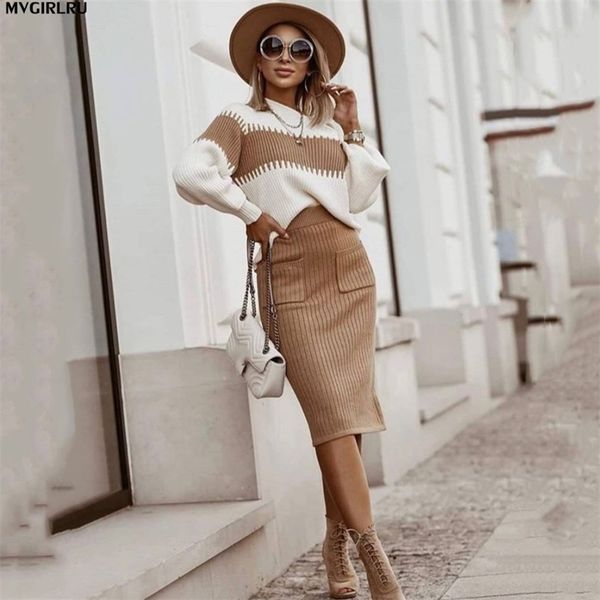 two piece dress mvgirlru spring autumn women's knitting sweater knitted skirt suits 2piece sets 220830, White
two piece dress mvgirlru spring autumn women's knitting sweater knitted skirt suits 2piece sets 220830, White