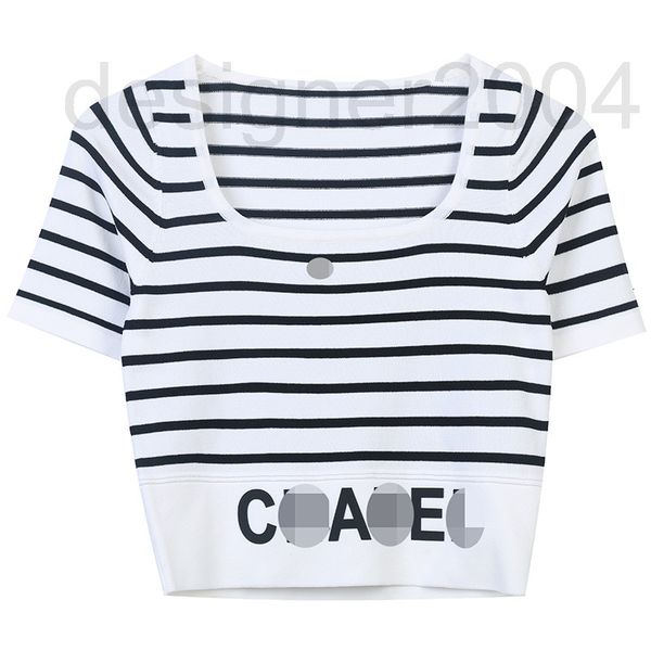 women's sweaters designer black and white striped square neck short sleeve sweater summer new letter jacquard sports style exposed nave, White;black
women's sweaters designer black and white striped square neck short sleeve sweater summer new letter jacquard sports style exposed nave, White;black