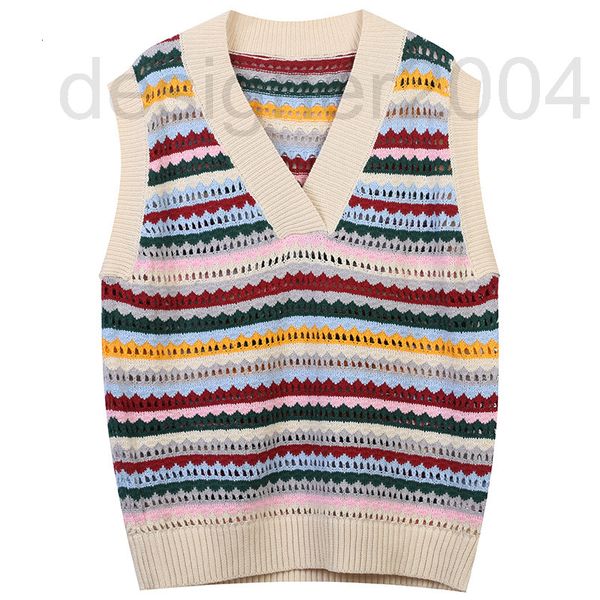 women's knits & tees designer hong kong style vest 2022 summer new color contrast stripe hollowed out design korean college sweater 1pl, White
women's knits & tees designer hong kong style vest 2022 summer new color contrast stripe hollowed out design korean college sweater 1pl, White