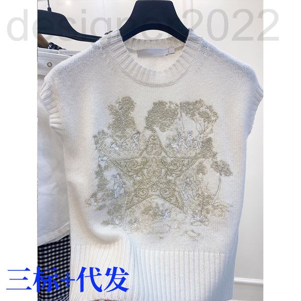 women's knits & tees designer cd home small fragrance style gold thread embroidery five star cashmere sweater female slim sleeveless ve, White
women's knits & tees designer cd home small fragrance style gold thread embroidery five star cashmere sweater female slim sleeveless ve, White