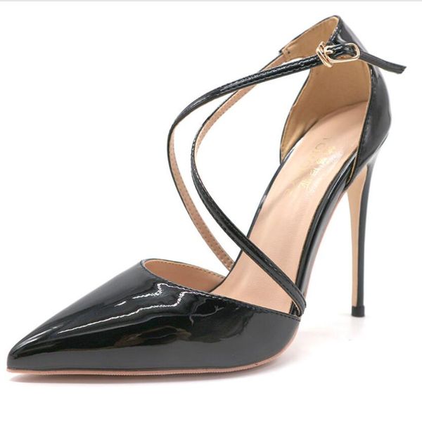 ankle strap red bottoms shoes women d'orsay pointed toe stiletto pumps ladies solid shiny patent leather dress high heel shoe red sole, Black
ankle strap red bottoms shoes women d'orsay pointed toe stiletto pumps ladies solid shiny patent leather dress high heel shoe red sole, Black