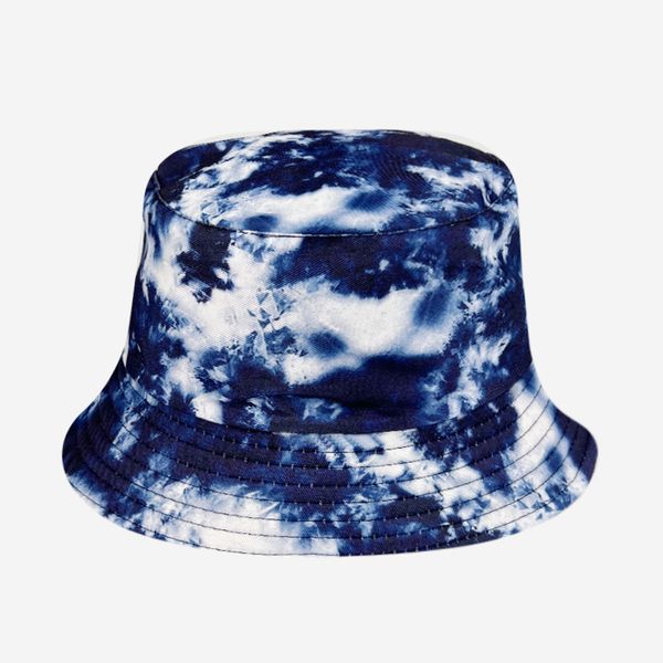 printed hat outdoor sunscreen graffiti double-sided pot hat, Blue;gray