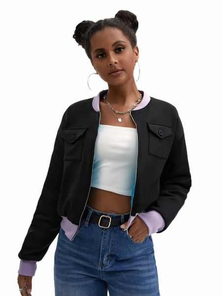 women's jackets x kaylaproductions drop shoulder flap pocket bomber jacket f924#, Black;brown
women's jackets x kaylaproductions drop shoulder flap pocket bomber jacket f924#, Black;brown