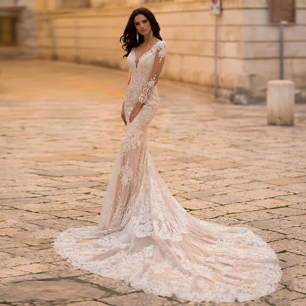 elegant mermaid wedding dresses long sleeves deep v neck sequins appliques bridal gowns train 3d lace hollow ruffles bridal gowns sweep trai, White
elegant mermaid wedding dresses long sleeves deep v neck sequins appliques bridal gowns train 3d lace hollow ruffles bridal gowns sweep trai, White