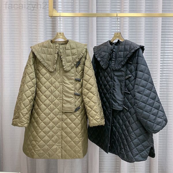 women's jackets designer house 21 winter new lingge double breasted ruffle doll collar oxhorn button loose cotton coat female z66h, Black;brown
women's jackets designer house 21 winter new lingge double breasted ruffle doll collar oxhorn button loose cotton coat female z66h, Black;brown