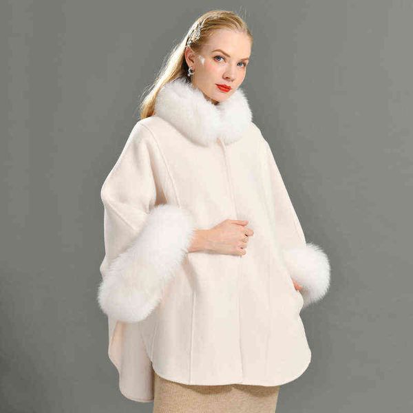 women's cape winter autumn women middle length elegant casual double face cashmere wool cloak shawl poncho luxury fur trim big cape coa, Black
women's cape winter autumn women middle length elegant casual double face cashmere wool cloak shawl poncho luxury fur trim big cape coa, Black