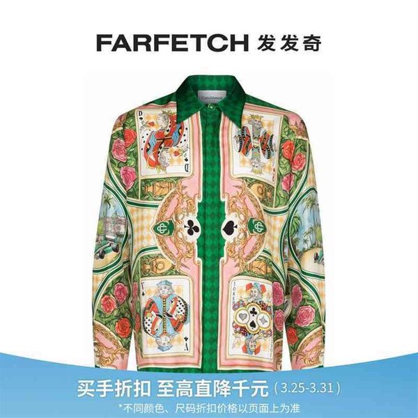 casablanca shirts printed men's button up shirt191z, White;black 
casablanca shirts printed men's button up shirt191z, White;black