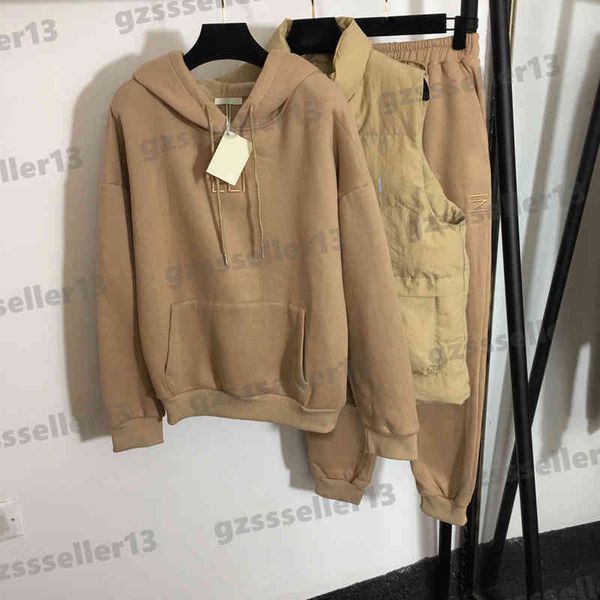 three-piece sets women outfit ce designer tracksuits plus velvet warm embroidered letter hooded sweater cotton vest and casual sweatpants si, Gray
three-piece sets women outfit ce designer tracksuits plus velvet warm embroidered letter hooded sweater cotton vest and casual sweatpants si, Gray