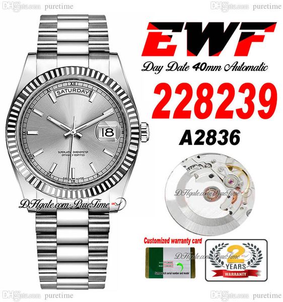 ewf day date 228239 a2836 automatic mens watch 40mm fluted bezel silver stick dial presidential bracelet same serial card super edition pure, Slivery;brown
ewf day date 228239 a2836 automatic mens watch 40mm fluted bezel silver stick dial presidential bracelet same serial card super edition pure, Slivery;brown
