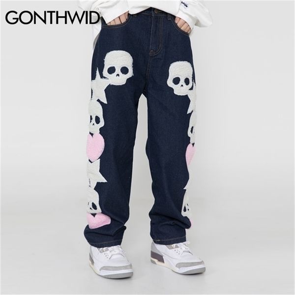 men's jeans hip hop pants streetwear mens vintage embroidered skull star baggy denim harajuku casual trousers black blue 220830
men's jeans hip hop pants streetwear mens vintage embroidered skull star baggy denim harajuku casual trousers black blue 220830