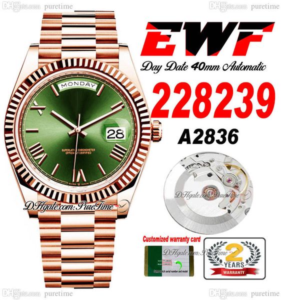 ewf day date 228235 a2836 automatic mens watch eta 40mm rose gold fluted bezel green roman dial presidential bracelet same serial card super, Slivery;brown
ewf day date 228235 a2836 automatic mens watch eta 40mm rose gold fluted bezel green roman dial presidential bracelet same serial card super, Slivery;brown