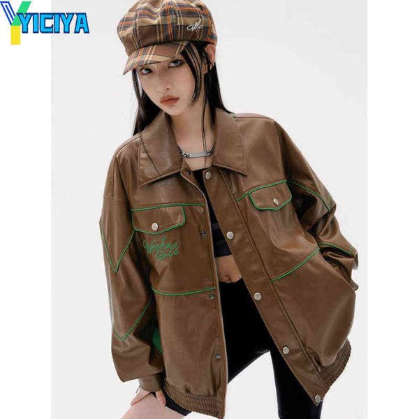 women's jackets yiciya black bomber woman varsity pu leather jacket american fashion baseball jacket vintage long sleeves winter coat c, Black;brown
women's jackets yiciya black bomber woman varsity pu leather jacket american fashion baseball jacket vintage long sleeves winter coat c, Black;brown