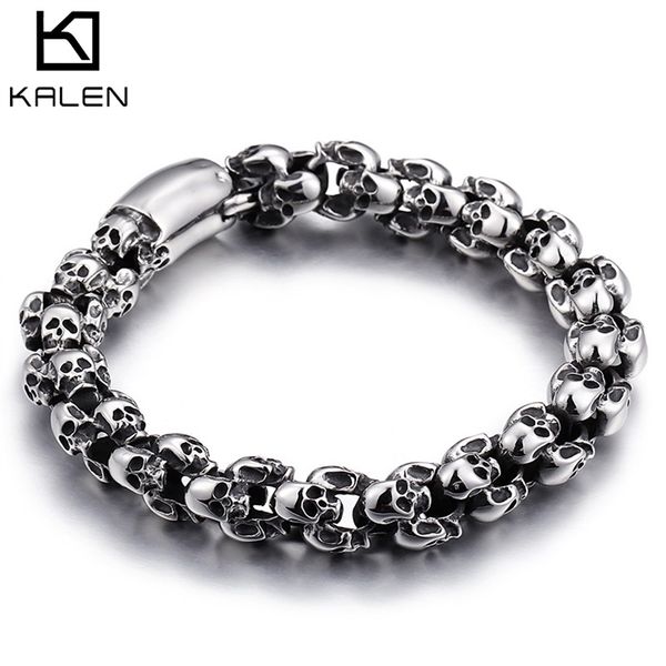 bangle kalen punk skull bracelets men stainless steel shiny matte skull charm link chain brecelets male gothic jewelry 220831, Black
bangle kalen punk skull bracelets men stainless steel shiny matte skull charm link chain brecelets male gothic jewelry 220831, Black