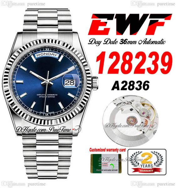 ewf day date 128239 a2836 automatic watch mens ladies 36mm fluted bezel blue stick dial presidential bracelet same serial card super edition, Slivery;brown
ewf day date 128239 a2836 automatic watch mens ladies 36mm fluted bezel blue stick dial presidential bracelet same serial card super edition, Slivery;brown