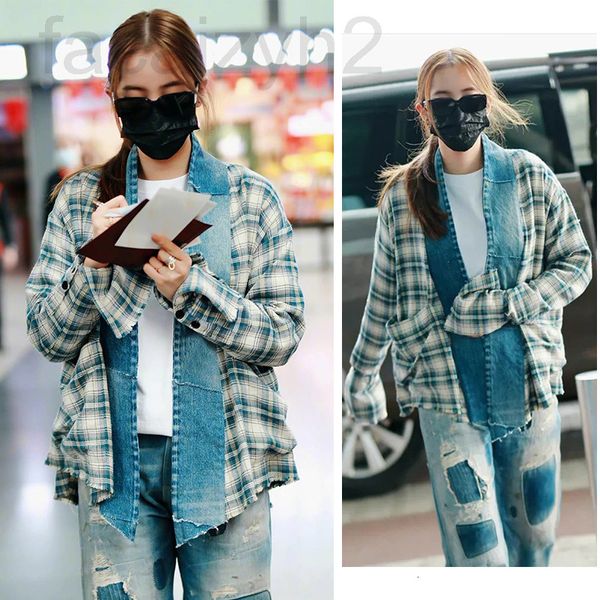women's jackets designer tefanji welfare ouyang nana's same stitching contrast checked long sleeved shirt and coat women 49of, Black;brown
women's jackets designer tefanji welfare ouyang nana's same stitching contrast checked long sleeved shirt and coat women 49of, Black;brown