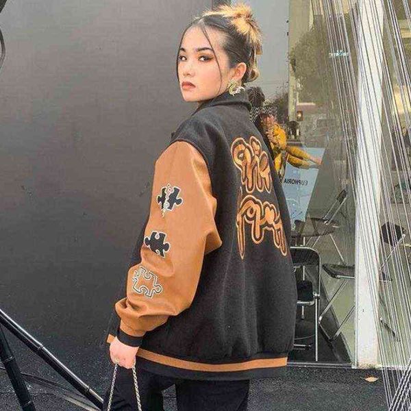 women's jackets 2021 american retro leather stitching baseball coat oversized women's long sleeve bomber jacket letter printed cas, Black;brown
women's jackets 2021 american retro leather stitching baseball coat oversized women's long sleeve bomber jacket letter printed cas, Black;brown