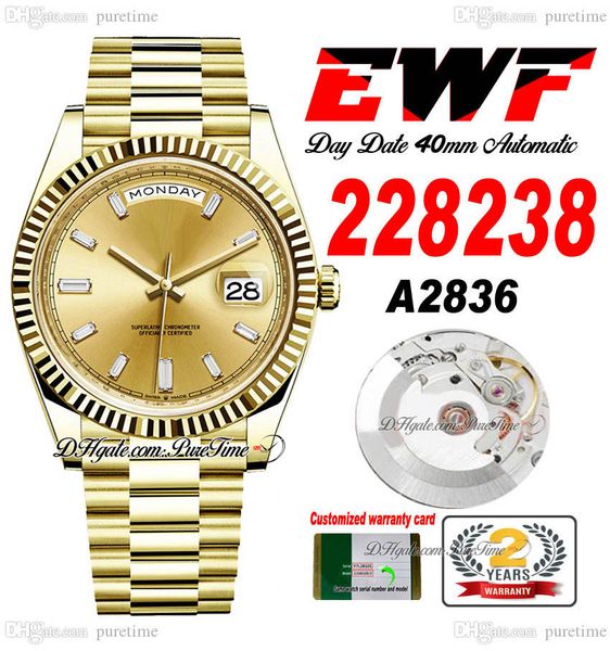 ewf day date 228238 a2836 automatic mens watch 40 yellow gold fluted champagne baguette diamond dial presidential bracelet same serial card, Slivery;brown
ewf day date 228238 a2836 automatic mens watch 40 yellow gold fluted champagne baguette diamond dial presidential bracelet same serial card, Slivery;brown