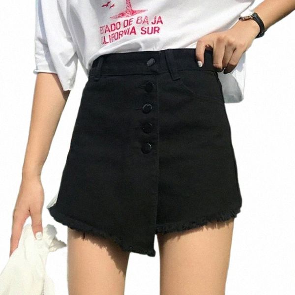 women's shorts women's korean casual high waist a-line hem button denim irregular shorts skirt t7k3#, White;black
women's shorts women's korean casual high waist a-line hem button denim irregular shorts skirt t7k3#, White;black