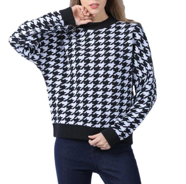 round neck sweaters women vintage geometric print long sleeve wgg loose knit pullovers jumper, White;black
round neck sweaters women vintage geometric print long sleeve wgg loose knit pullovers jumper, White;black
