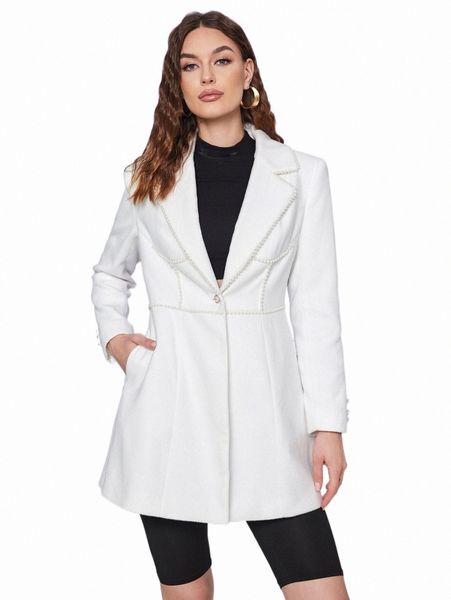 women's two piece pants x sara locci pearls beaded single button blazer 39br#, White
women's two piece pants x sara locci pearls beaded single button blazer 39br#, White