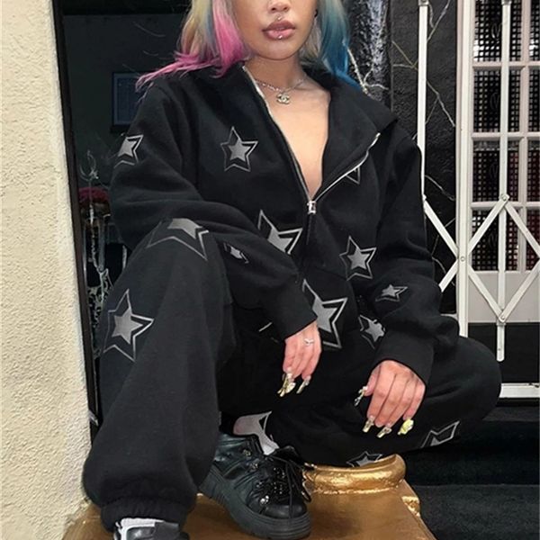 women's jackets american autumn hiphop lazy loose trend stars hoodie women fashion zipper cardigan coat casual retro jacket 220831, Black;brown
women's jackets american autumn hiphop lazy loose trend stars hoodie women fashion zipper cardigan coat casual retro jacket 220831, Black;brown