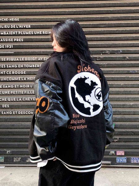 women's jackets 2022 hiphop goth varsity bomber cyber y2k jacket female spring baseball basic jaket techwear cardigan for women coat bo, Black;brown
women's jackets 2022 hiphop goth varsity bomber cyber y2k jacket female spring baseball basic jaket techwear cardigan for women coat bo, Black;brown
