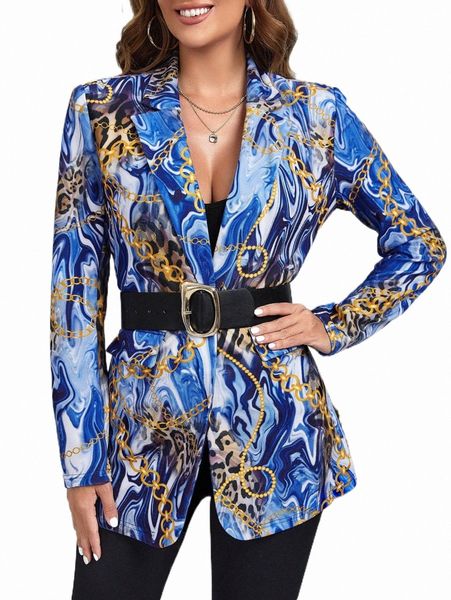 women's two piece pants chain & marble print single button blazer without belt 32ak#, White
women's two piece pants chain & marble print single button blazer without belt 32ak#, White