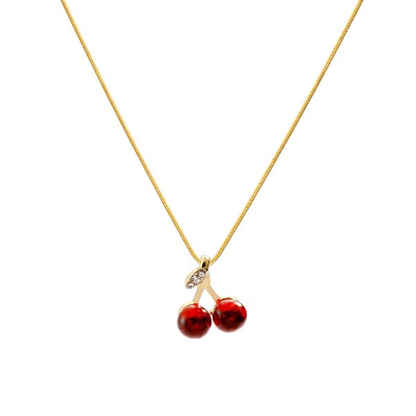 youngdeer red cherry pendant necklace gold plated chain chokers, Silver
youngdeer red cherry pendant necklace gold plated chain chokers, Silver