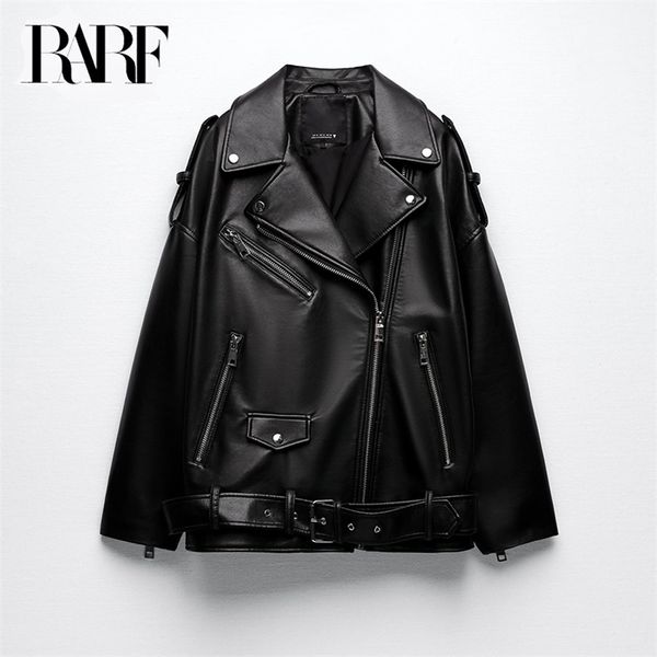 women's leather faux motorcycle leather pu imitation loose jacket black 220831 
women's leather faux motorcycle leather pu imitation loose jacket black 220831