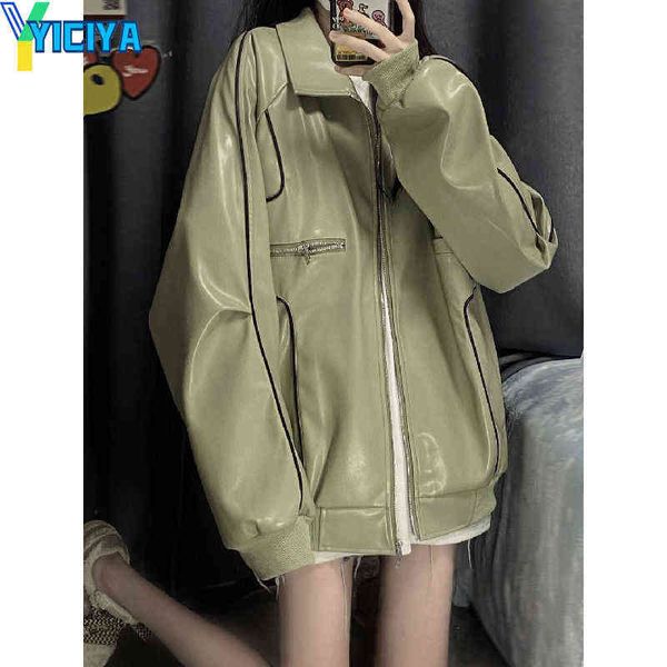 women's jackets yiciya bomber woman varsity jacket green pu leather jacket long sleeves coat women's winter coats 2022 bombers bas, Black;brown
women's jackets yiciya bomber woman varsity jacket green pu leather jacket long sleeves coat women's winter coats 2022 bombers bas, Black;brown