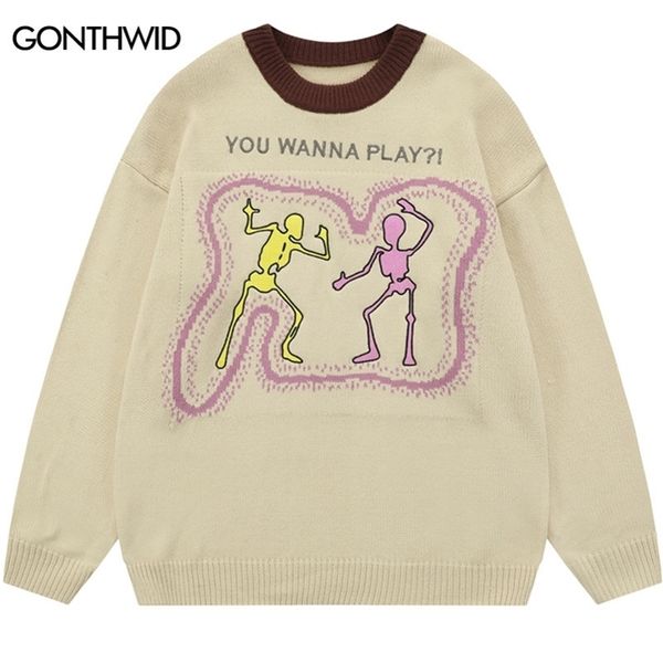 men's sweaters hip hop knitted sweater y2k hip hop embroidery funny skull letter jumpers sweater streetwear men harajuku casual loose p, White;black
men's sweaters hip hop knitted sweater y2k hip hop embroidery funny skull letter jumpers sweater streetwear men harajuku casual loose p, White;black