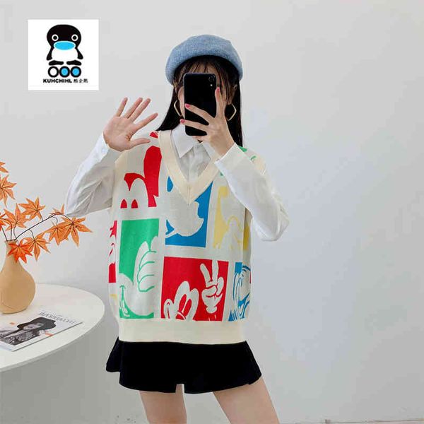 women's knits tees knitted vest autumn and winter style college v-neck sweater women's jacquard loose version cardigan worn outsid, White
women's knits tees knitted vest autumn and winter style college v-neck sweater women's jacquard loose version cardigan worn outsid, White
