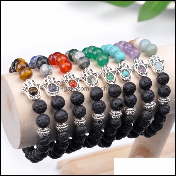 beaded strands men bead bracelets lava howlite stone stretch hand of fatima hamsa charm bracelet mala evil eye drop delivery yydhhome dhf0p, Black
beaded strands men bead bracelets lava howlite stone stretch hand of fatima hamsa charm bracelet mala evil eye drop delivery yydhhome dhf0p, Black