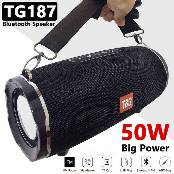 Image of Portable Speakers 50W High Power TG187 Bluetooth Speaker Waterproof Portable Column For PC Computer Speakers Subwoofer Boom Box Music Center FM TF T220831