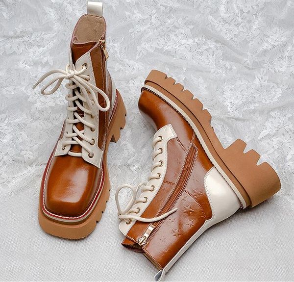 new wave women vintage brown martin boots genuine leather trendy chunky heel designer classics female mixed colors fashion platform shoes on, Black
new wave women vintage brown martin boots genuine leather trendy chunky heel designer classics female mixed colors fashion platform shoes on, Black