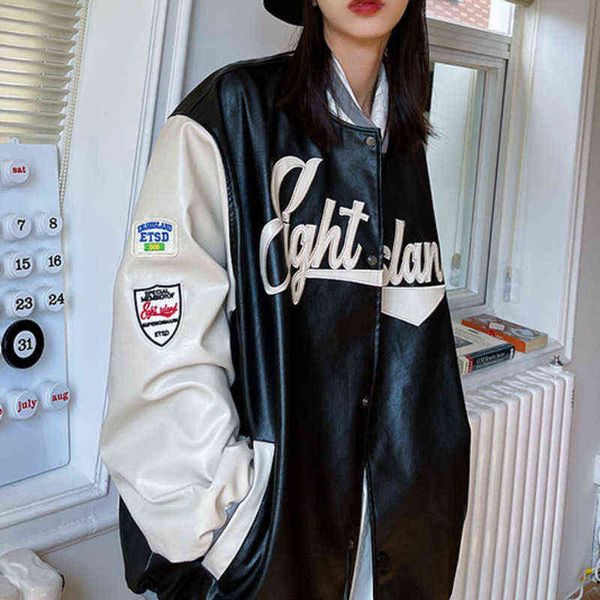 women's jackets the u.s.a.bomber baseball faux leatherjackets female men jacket women clothing 2021 harajuku loose bf streetwear outerw, Black;brown
women's jackets the u.s.a.bomber baseball faux leatherjackets female men jacket women clothing 2021 harajuku loose bf streetwear outerw, Black;brown