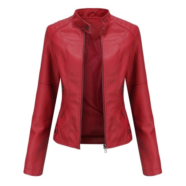 women's leather faux jacket women autumn spring moto biker zipper red black apricot coffee coat ladies outerwear brown 220831
women's leather faux jacket women autumn spring moto biker zipper red black apricot coffee coat ladies outerwear brown 220831