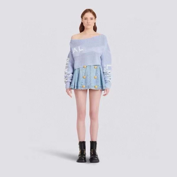 women sweaters straight shoulder pullover with letters knit shirt long sleeve white black blue
women sweaters straight shoulder pullover with letters knit shirt long sleeve white black blue