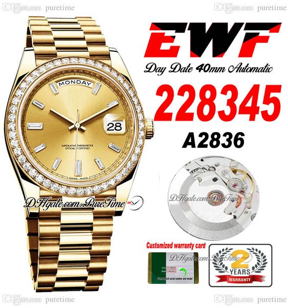 ewf day date 228345 a2836 automatic mens watch 40 yellow gold diamond bezel champagne baguette dial presidential bracelet same serial card s, Slivery;brown
ewf day date 228345 a2836 automatic mens watch 40 yellow gold diamond bezel champagne baguette dial presidential bracelet same serial card s, Slivery;brown