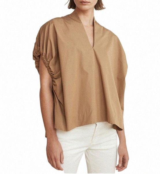 women's blouses & shirts cotton drop shoulder v neck loose blouse features short puff sleeves - women 2021 white/khaki solid color simp
women's blouses & shirts cotton drop shoulder v neck loose blouse features short puff sleeves - women 2021 white/khaki solid color simp
