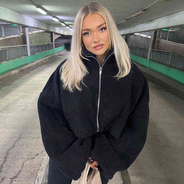 women's jackets lygens teddy lambswool zipper long sleeve turtleneck sweatshirt jacket women 2021 winter fall streetwear coat fashion c, Black;brown
women's jackets lygens teddy lambswool zipper long sleeve turtleneck sweatshirt jacket women 2021 winter fall streetwear coat fashion c, Black;brown