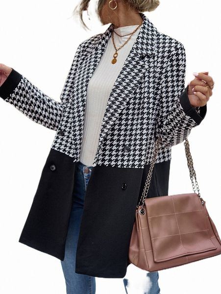 women's down & parkas houndstooth double breasted lapel collar coat 928i#, Black
women's down & parkas houndstooth double breasted lapel collar coat 928i#, Black